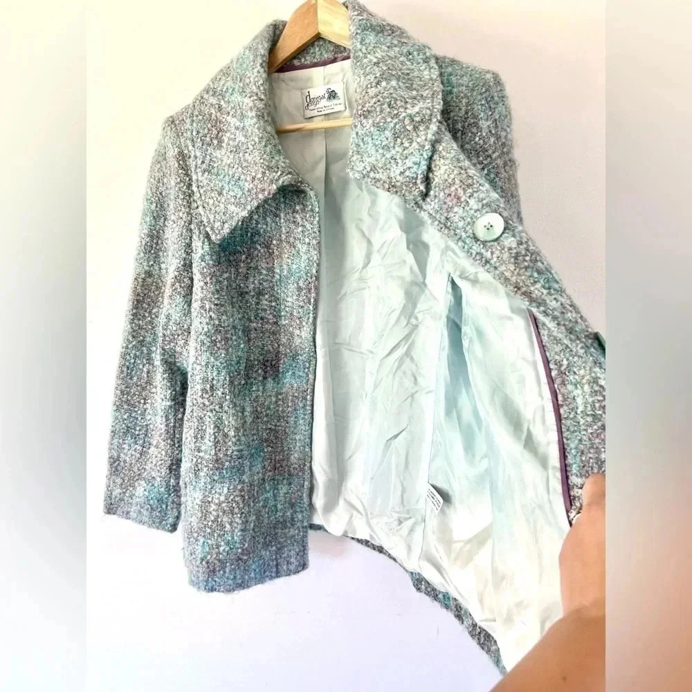 Donegal Design Irish Mohair‎ & Wool Blue Multicolor Button Front Jacket Sz Small - Picture 6 of 14
